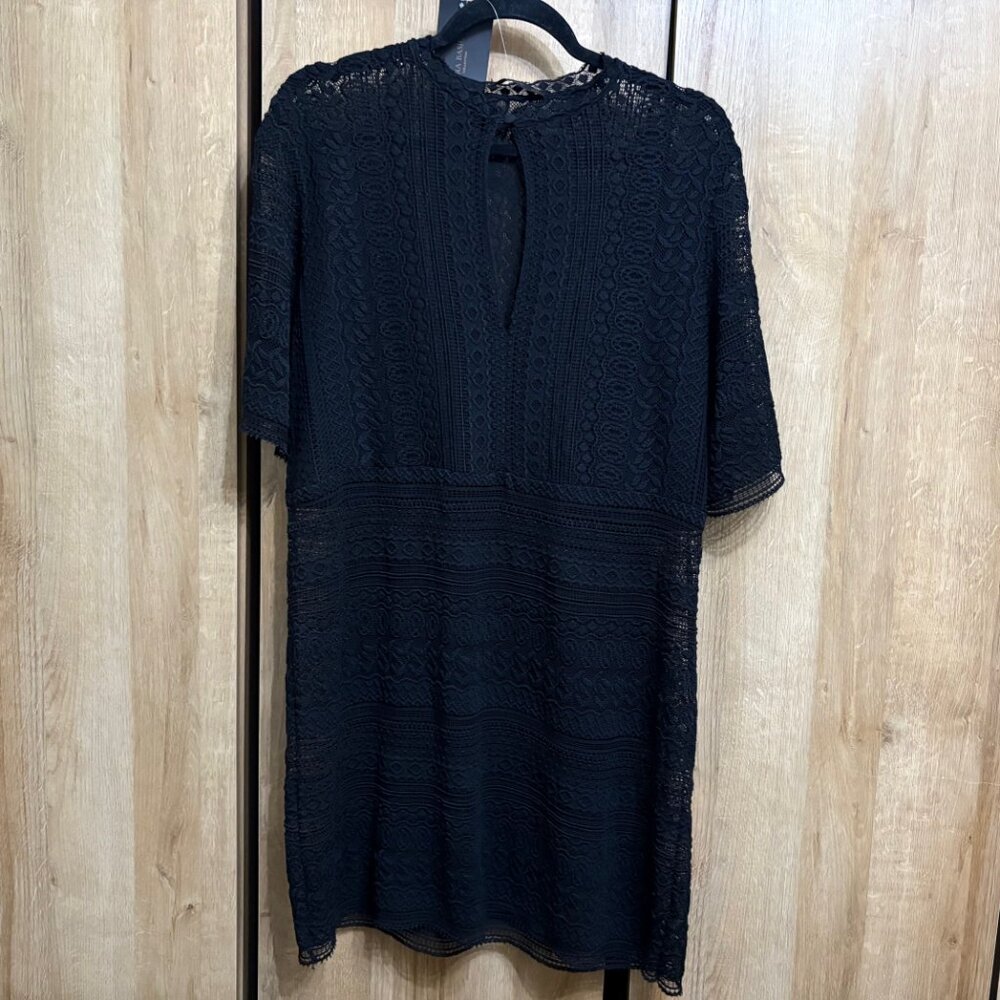 Zara Black Textured Mini Dress